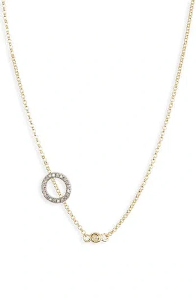 Meshmerise Bezel Diamond Initial Chain Necklace In Yellow-o
