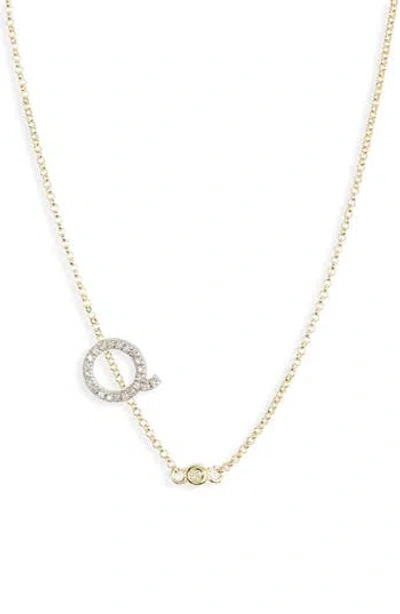 Meshmerise Bezel Diamond Initial Chain Necklace In Gold