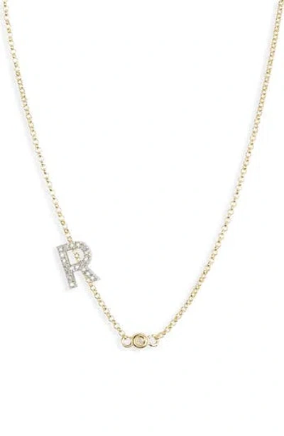 Meshmerise Bezel Diamond Initial Chain Necklace In Yellow-r