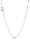 Meshmerise Bezel Diamond Initial Chain Necklace In Yellow-s