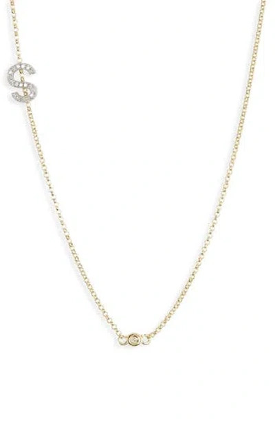 Meshmerise Bezel Diamond Initial Chain Necklace In Yellow-s