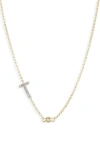 Meshmerise Bezel Diamond Initial Chain Necklace In Yellow-t