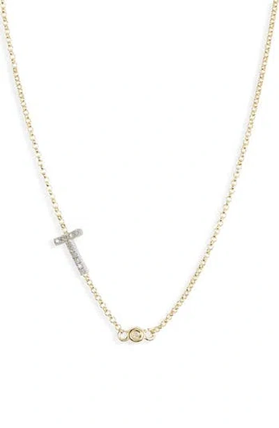 Meshmerise Bezel Diamond Initial Chain Necklace In Yellow