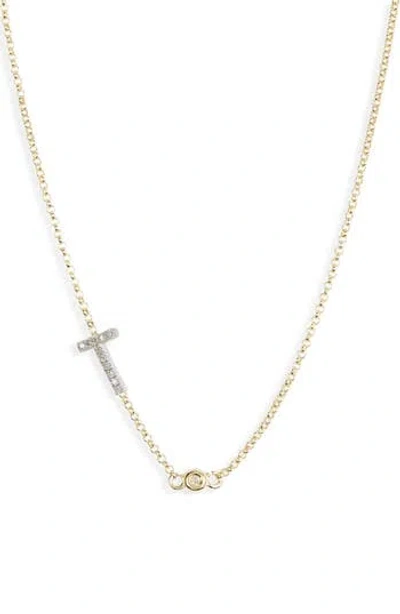 Meshmerise Bezel Diamond Initial Chain Necklace In Yellow-t