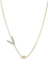 Meshmerise Bezel Diamond Initial Chain Necklace In Yellow-v