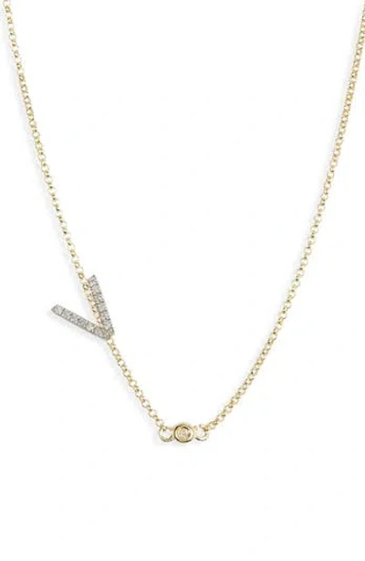 Meshmerise Bezel Diamond Initial Chain Necklace In Yellow-v
