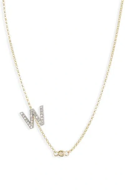 Meshmerise Bezel Diamond Initial Chain Necklace In Yellow-w