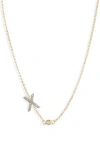 Meshmerise Bezel Diamond Initial Chain Necklace In Yellow-x