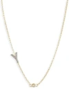 Meshmerise Bezel Diamond Initial Chain Necklace In Yellow-y