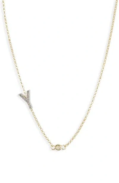 Meshmerise Bezel Diamond Initial Chain Necklace In Yellow-y