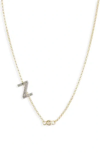 Meshmerise Bezel Diamond Initial Chain Necklace In Yellow-z