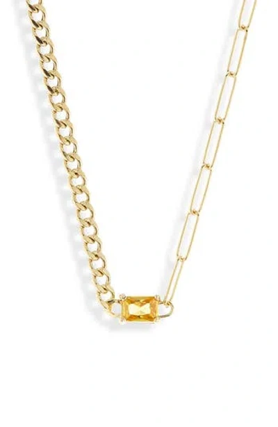 Meshmerise Birthstone Necklace In Yellow-november