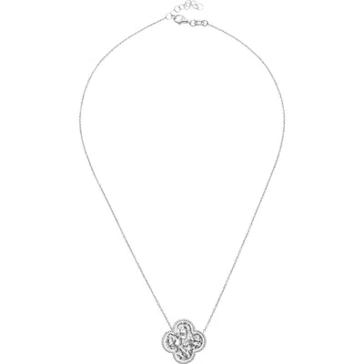 Meshmerise Clover Diamond Pendant Necklace In White