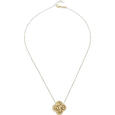 Meshmerise Clover Diamond Pendant Necklace In Yellow