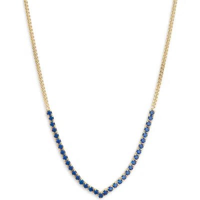 Meshmerise Colorful Crystal V-front Chain Necklace In Gray