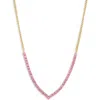 Meshmerise Colorful Crystal V-front Chain Necklace In Gold