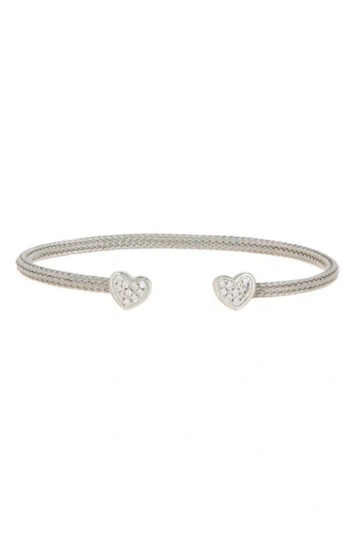 Meshmerise Crystal Heart Wire Cuff Bracelet In Metallic