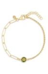 Meshmerise Crystal Station Mix Chain Bracelet In Gold