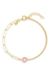 Meshmerise Crystal Station Mix Chain Bracelet In Gold