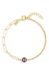 Meshmerise Crystal Station Mix Chain Bracelet In Gold