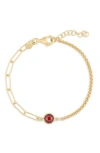 Meshmerise 18k Over Silver 1.00 Ct. Tw. Red Topaz Bracelet In Yellow-red