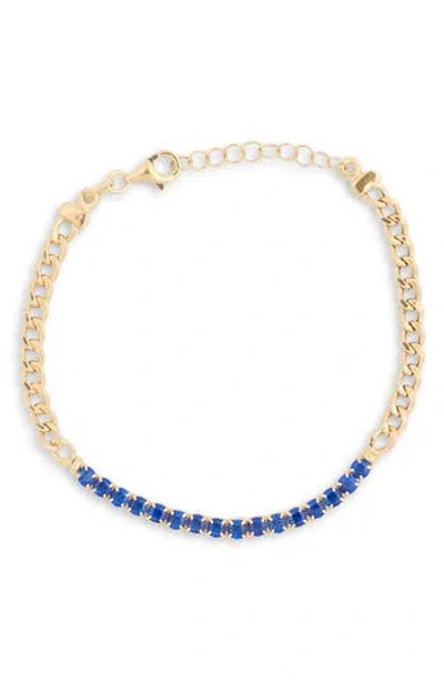 Meshmerise Cubic Zirconia Chain Bracelet In Yellow/blue