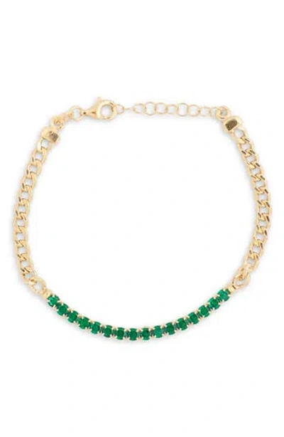 Meshmerise Cubic Zirconia Chain Bracelet In Yellow/green