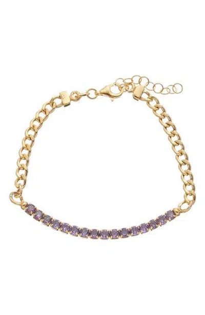 Meshmerise Cubic Zirconia Chain Bracelet In Yellow/purple
