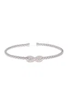 Meshmerise Sterling Silver 18k Rose Gold Vermeil Cz Infinity Twisted Cuff Bracelet In White