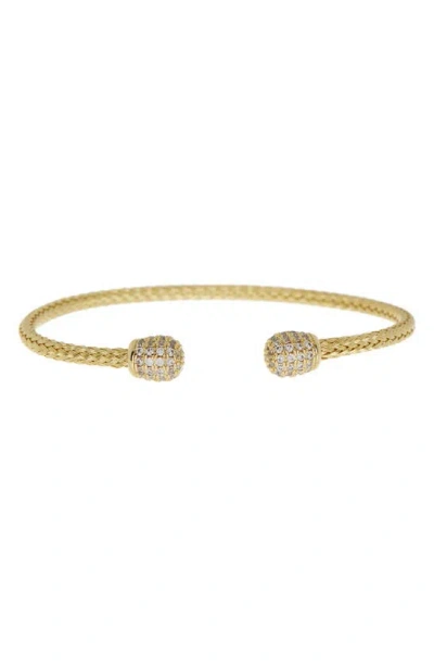 Meshmerise Cz Braided Bangle Bracelet In Yellow