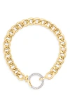 Meshmerise Diamond Circle Curb Chain Bracelet In Green