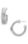 Meshmerise Diamond Circle Textured Hoop Earrings In White Gold