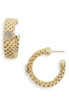 Meshmerise Diamond Circle Textured Hoop Earrings In Gold