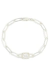 Meshmerise Diamond Halo Paper Clip Chain Bracelet In White