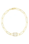 Meshmerise Diamond Halo Paper Clip Chain Bracelet In Yellow
