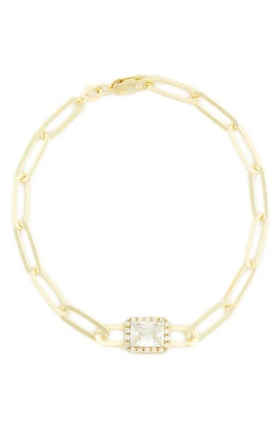 Meshmerise Diamond Halo Paper Clip Chain Bracelet In Gold