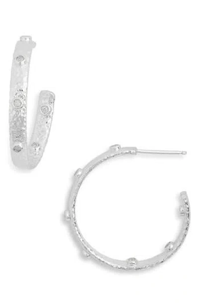 Meshmerise Diamond Hoop Earrings In Metallic