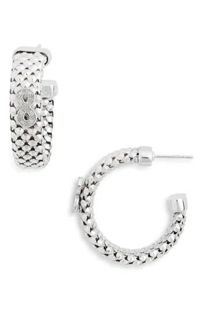 Meshmerise Diamond Infinity Woven Hoop Earrings In White