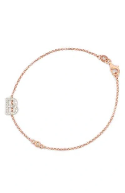 Meshmerise Diamond Initial Bezel Bracelet In Rose-b
