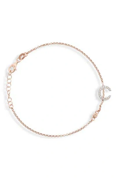Meshmerise Diamond Initial Bezel Bracelet In Rose-c