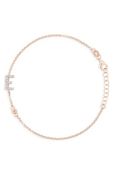 Meshmerise Diamond Initial Bezel Bracelet In Rose-e