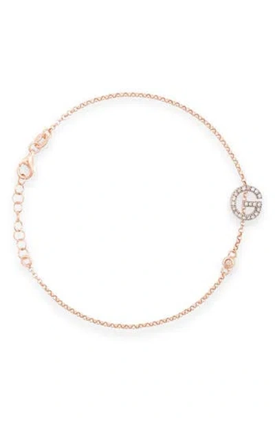 Meshmerise Diamond Initial Bezel Bracelet In Rose-g