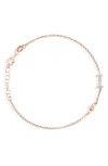 Meshmerise Diamond Initial Bezel Bracelet In Rose-i