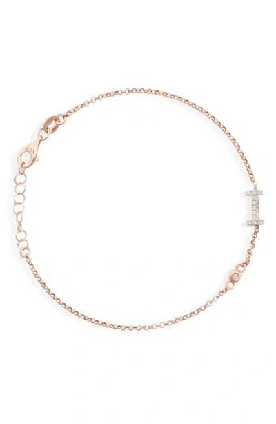 Meshmerise Diamond Initial Bezel Bracelet In Rose-i