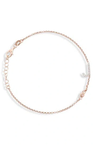 Meshmerise Diamond Initial Bezel Bracelet In Rose-j