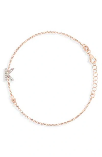 Meshmerise Diamond Initial Bezel Bracelet In Rose-k