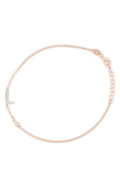 Meshmerise Diamond Initial Bezel Bracelet In Rose-l