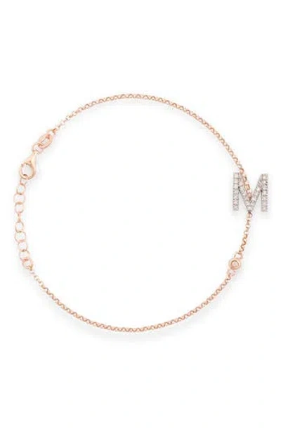 Meshmerise Diamond Initial Bezel Bracelet In Rose-m