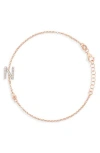 Meshmerise Diamond Initial Bezel Bracelet In Rose-n