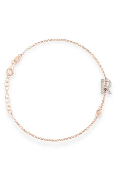 Meshmerise Diamond Initial Bezel Bracelet In Rose-r